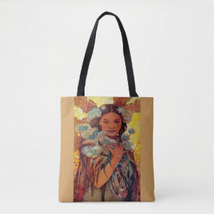Alphonse Mucha - Native American Woman Tote Bag