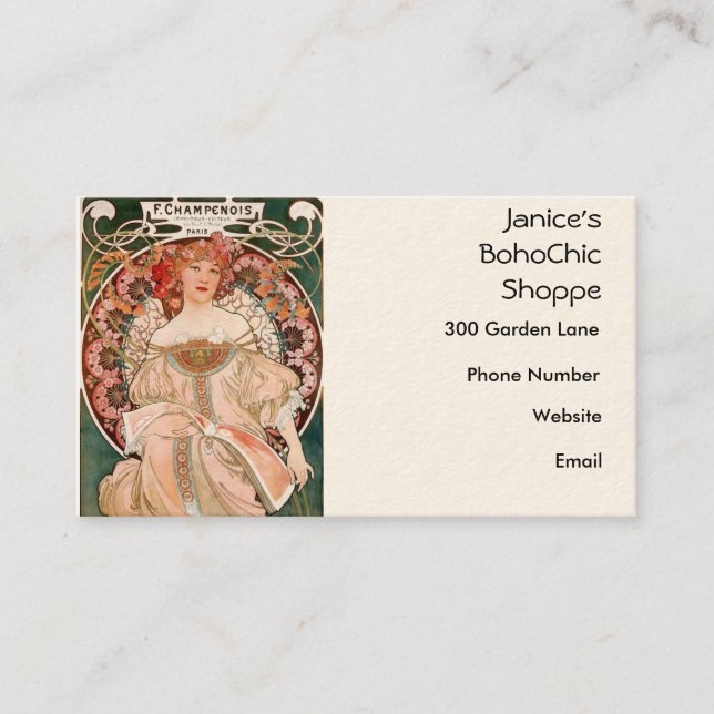 Alphonse Mucha Painting Business Card (Front)