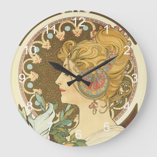Alphonse Mucha Painting Large Clock (Front)