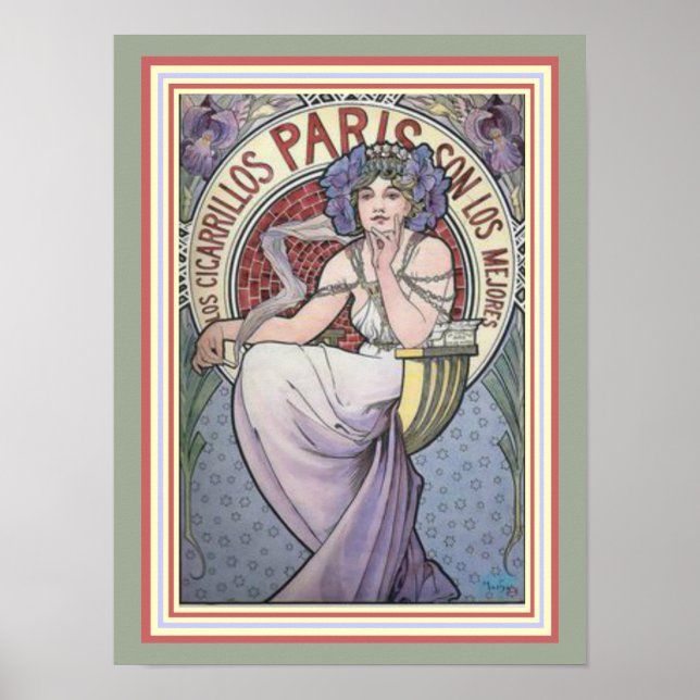 Alphonse Mucha Paris Cicarrillos Poster 12 x 16 (Front)
