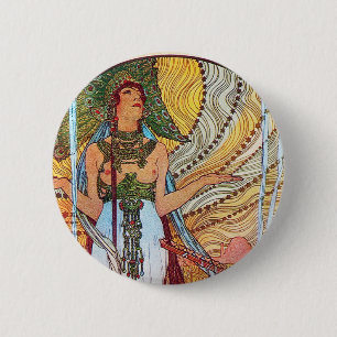 Alphonse Mucha Peacock art 6 Cm Round Badge