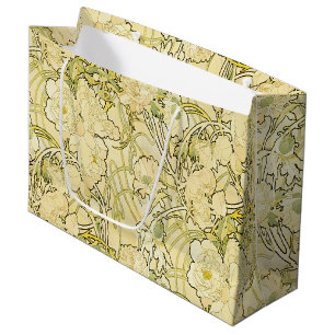 Alphonse Mucha Peonies Art Nouveau Floral Pattern Large Gift Bag