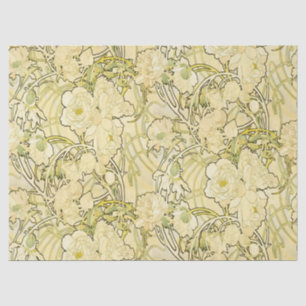 Alphonse Mucha Peonies Art Nouveau Floral Pattern Tissue Paper