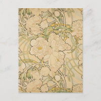 Alphonse Mucha Peonies Peony Roses Fawn 1897