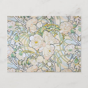 Alphonse Mucha Peonies Postcard