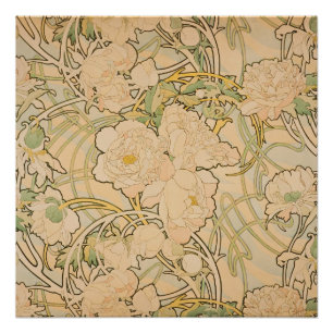 Alphonse Mucha - Peonies Poster
