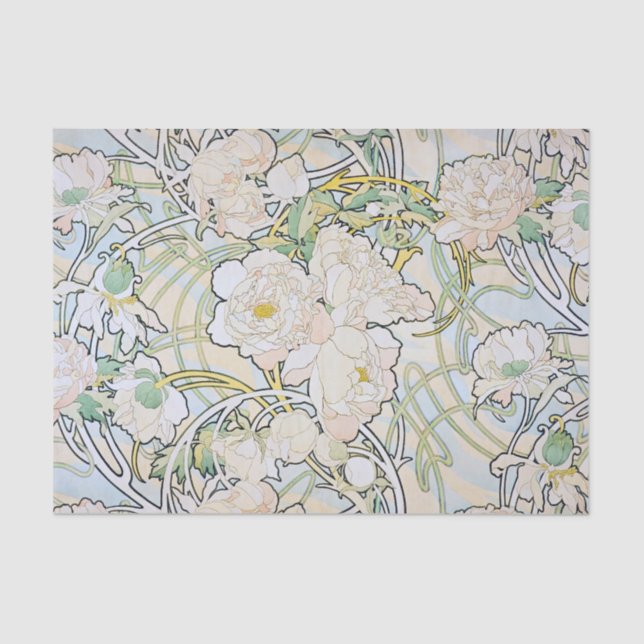 Alphonse Mucha Peonies Tissue Paper (Front)