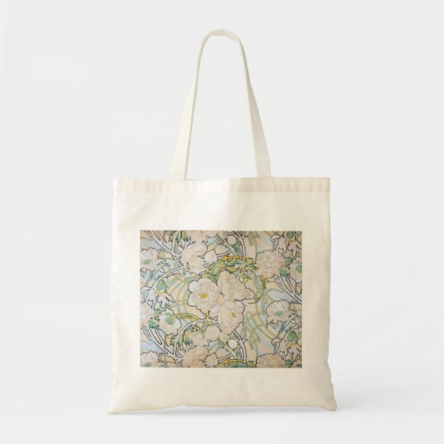 Alphonse Mucha Peonies Tote Bag (Front)