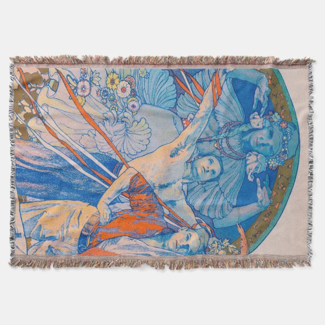 Alphonse Mucha Poster for Sokol Festival (1926) Throw Blanket (Front)