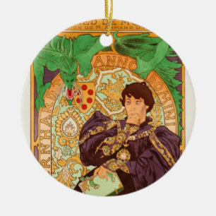 Alphonse Mucha Prince and Dragon Ceramic Tree Decoration