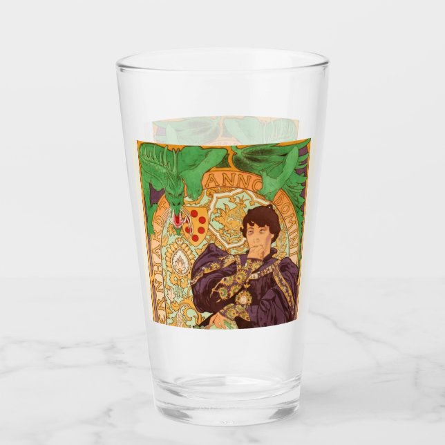 Alphonse Mucha Prince and Dragon Glass (Front)