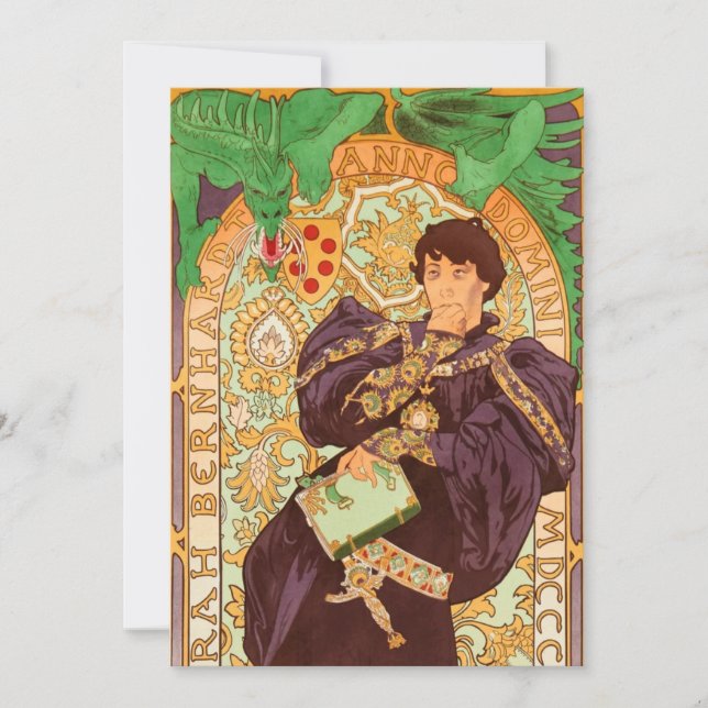 Alphonse Mucha Prince and Dragon Invitation (Front)