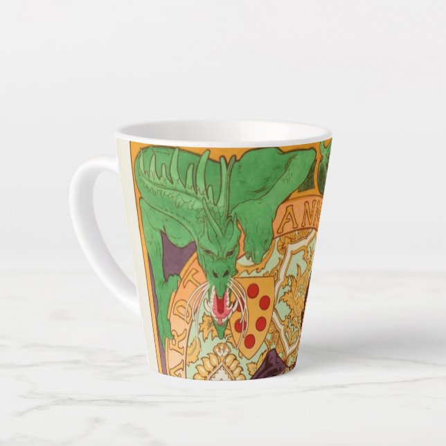 Alphonse Mucha Prince and Dragon Latte Mug (Left Angle)