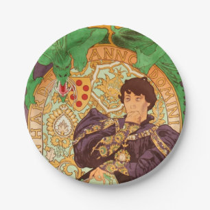 Alphonse Mucha Prince and Dragon Paper Plate