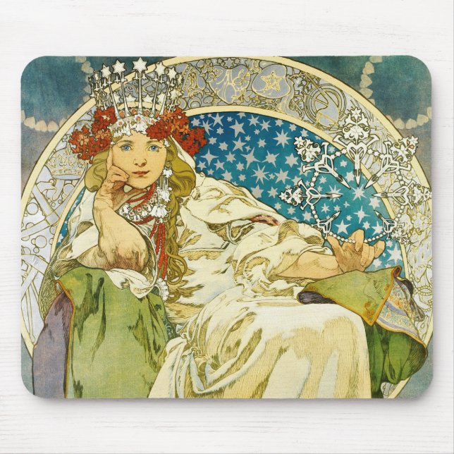 Alphonse Mucha Princess Hyacinth Art Nouveau Mouse Mat (Front)