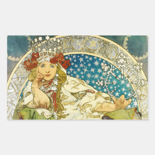 Alphonse Mucha Princess Hyacinth Art Nouveau Rectangular Sticker
