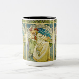 Alphonse Mucha Princess Hyacinth Art Nouveau Two-Tone Coffee Mug