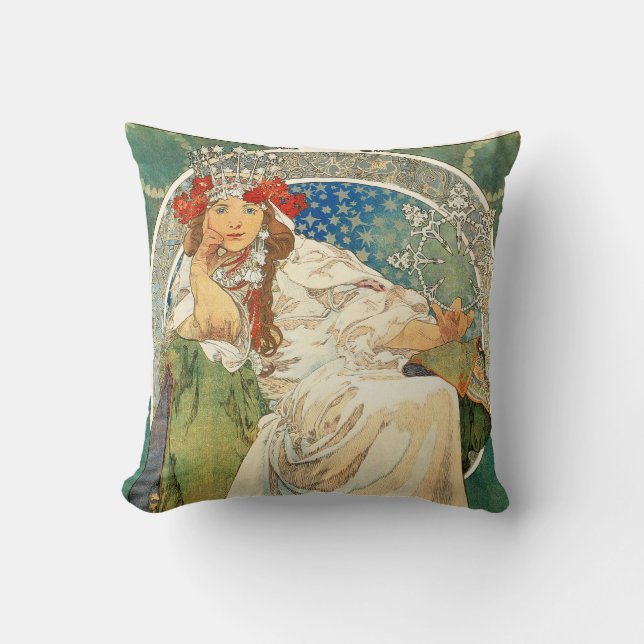 Alphonse Mucha Princess Hyacinth Pillow (Front)