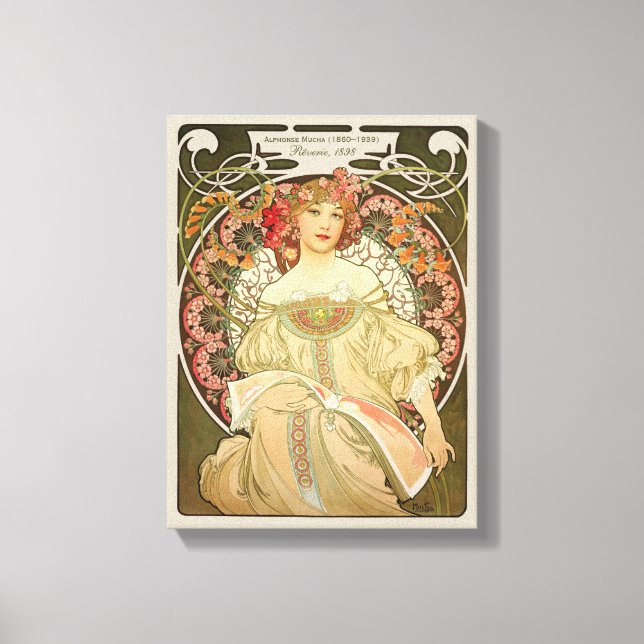 Alphonse Mucha Rêverie Daydream CC0103 Art Nouveau Canvas Print (Front)