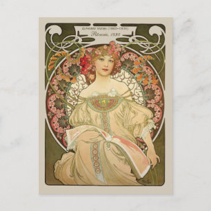 Alphonse Mucha Rêverie Daydream CC0877 Art Nouveau Postcard
