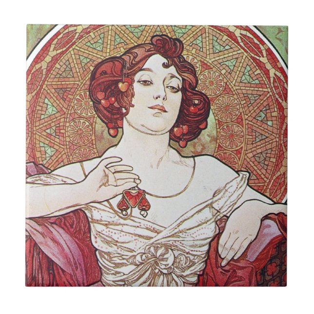 Alphonse Mucha Ruby Tile (Front)