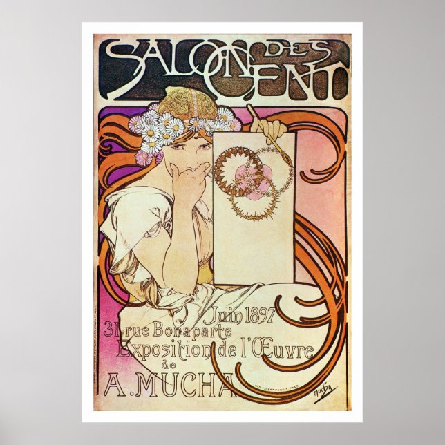 Alphonse Mucha. Salon Des Cent, 1897 Poster (Front)