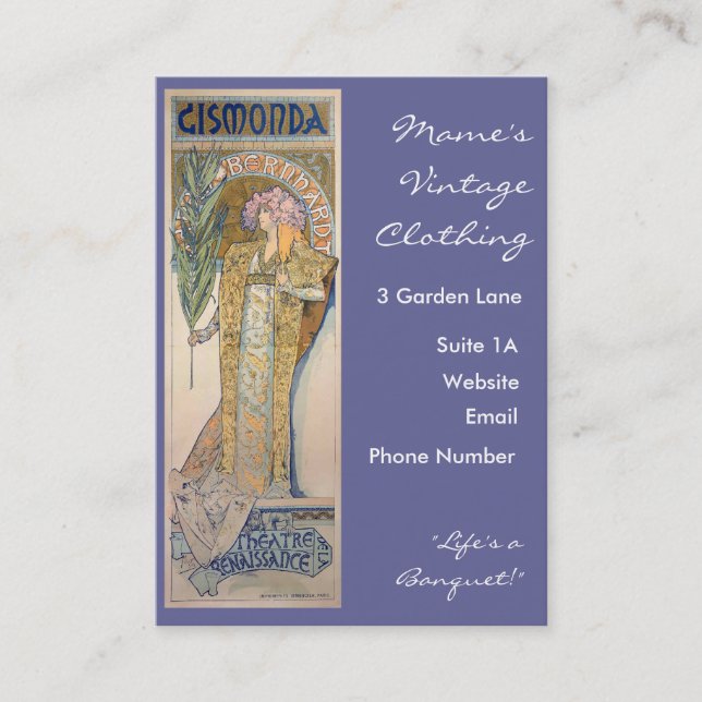 Alphonse Mucha - Sarah Bernhard Painting Business Card (Front)
