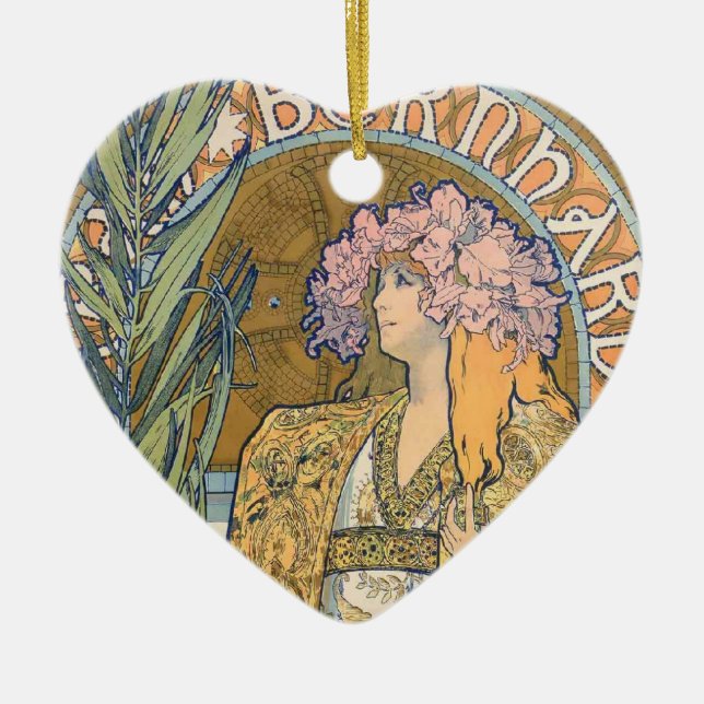 Alphonse Mucha - Sarah Bernhard Painting Ceramic Tree Decoration (Front)