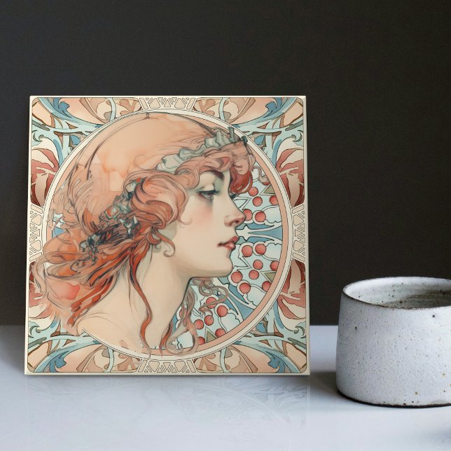 Alphonse Mucha Sarah Bernhardt Art Nouveau Ceramic Tile (Creator Uploaded)
