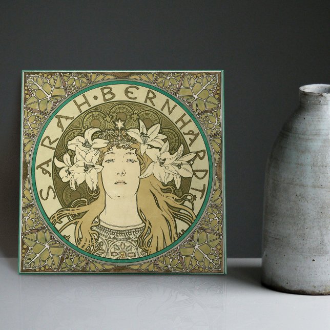 Alphonse Mucha Sarah Bernhardt Art Nouveau Vintage Tile (Creator Uploaded)