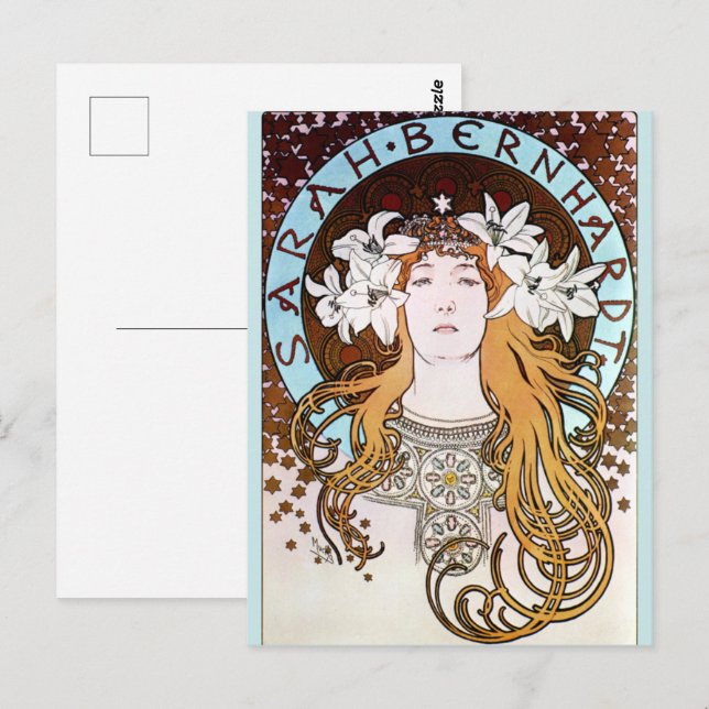 Alphonse Mucha - Sarah Bernhardt Postcard (Front/Back)