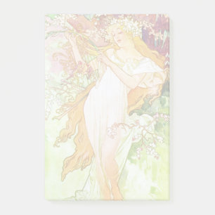 Alphonse Mucha Spring Floral Vintage Art Nouveau Post-it Notes
