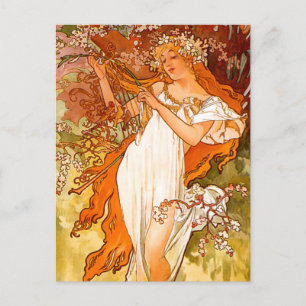 Alphonse Mucha Spring Holiday Postcard