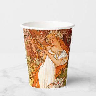 Alphonse Mucha Spring Paper Cups