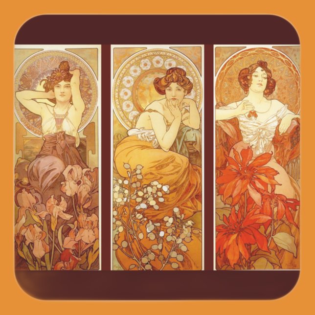 Alphonse Mucha Square Sticker (Creator Uploaded)
