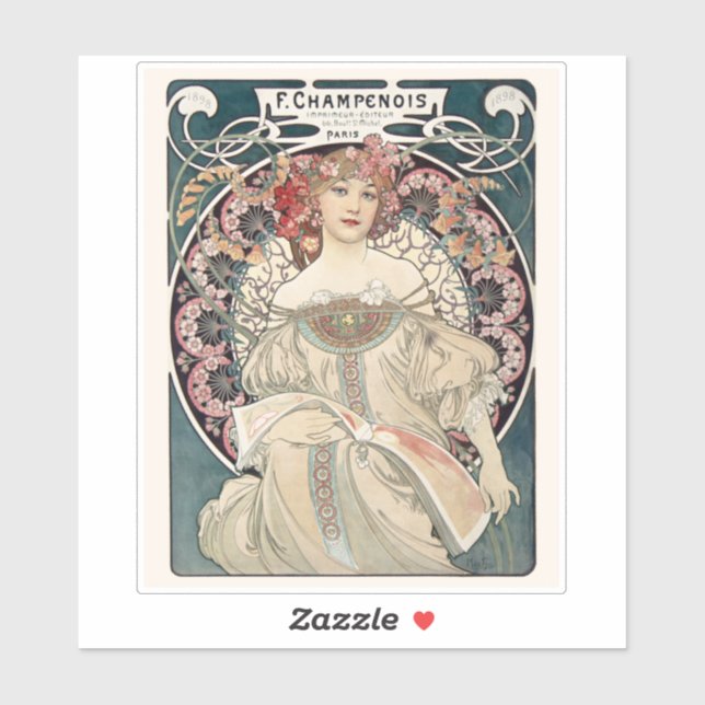 Alphonse Mucha Sticker | Art Nouveau Vinyl Decal (Sheet)