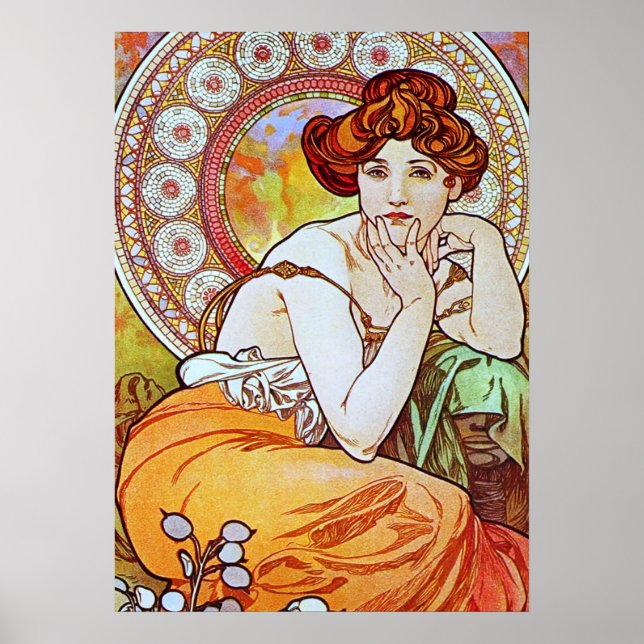 Alphonse Mucha Stunning Art Nouveau Woman #15 Poster (Front)