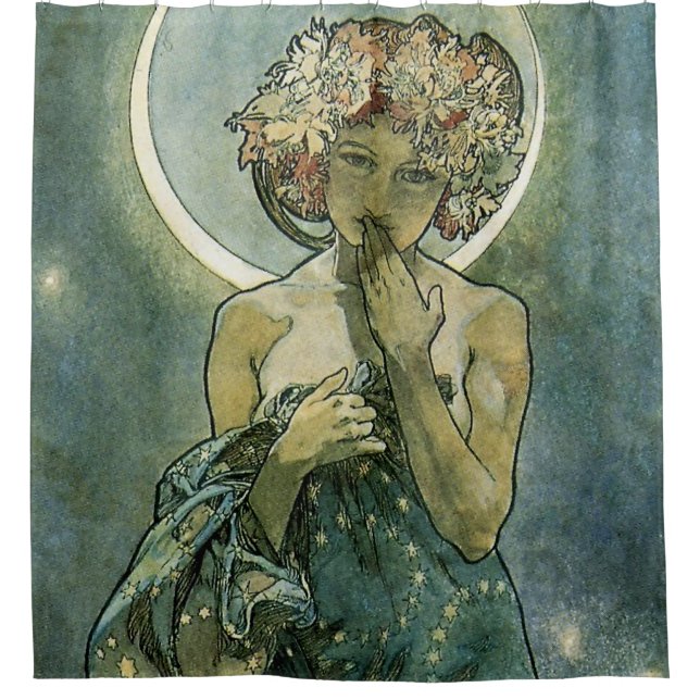 Alphonse Mucha Stunning Art Nouveau Woman #18 Shower Curtain (Front)