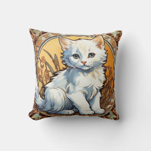 Alphonse Mucha Style Cat Cushion