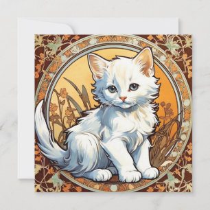 Alphonse Mucha Style Cat Invitation