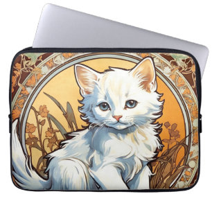 Alphonse Mucha Style Cat Laptop Sleeve