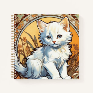 Alphonse Mucha Style Cat Notebook
