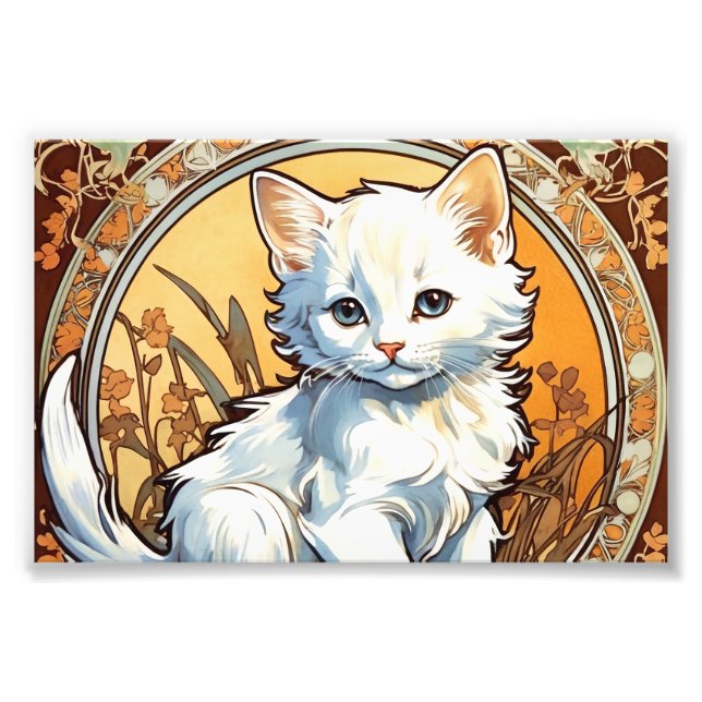 Alphonse Mucha Style Cat Photo Print (Front)