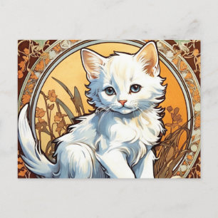 Alphonse Mucha Style Cat Postcard