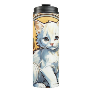 Alphonse Mucha Style Cat Thermal Tumbler