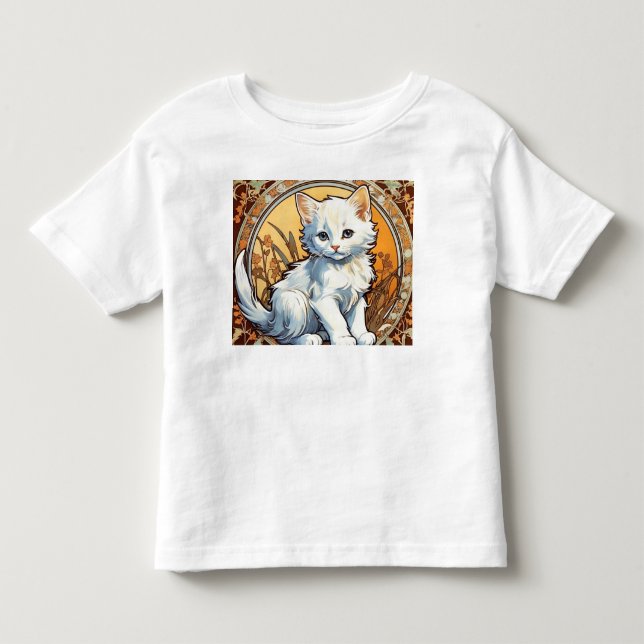Alphonse Mucha Style Cat Toddler T-Shirt (Front)