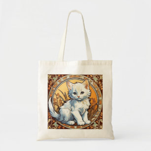 Alphonse Mucha Style Cat Tote Bag