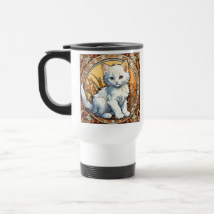 Alphonse Mucha Style Cat Travel Mug