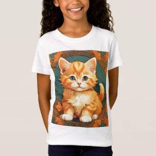 Alphonse Mucha Style Orange Cat T-Shirt