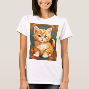 Alphonse Mucha Style Orange Cat T-Shirt